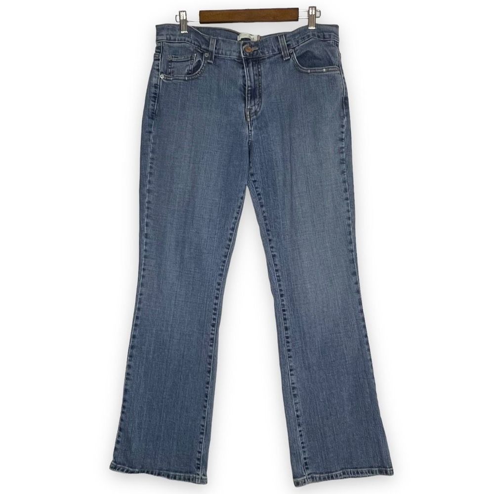 Levis Blue Denim High-Rise Relaxed Fit Stretch Bootcut Jeans Medium Wash Size 14